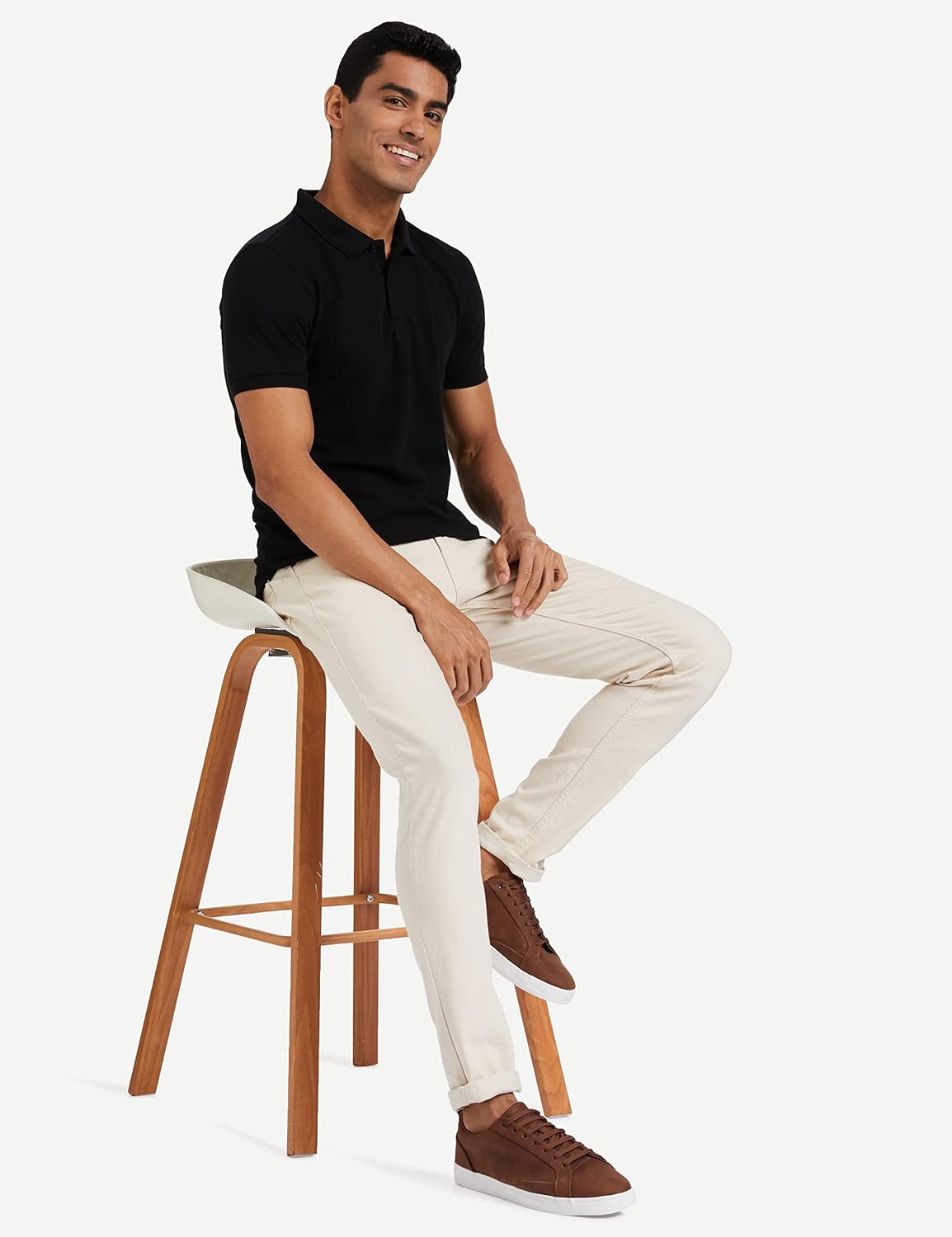 Knite Wolf Men’s Solid Black Polo T-Shirt – Premium Casual Fit