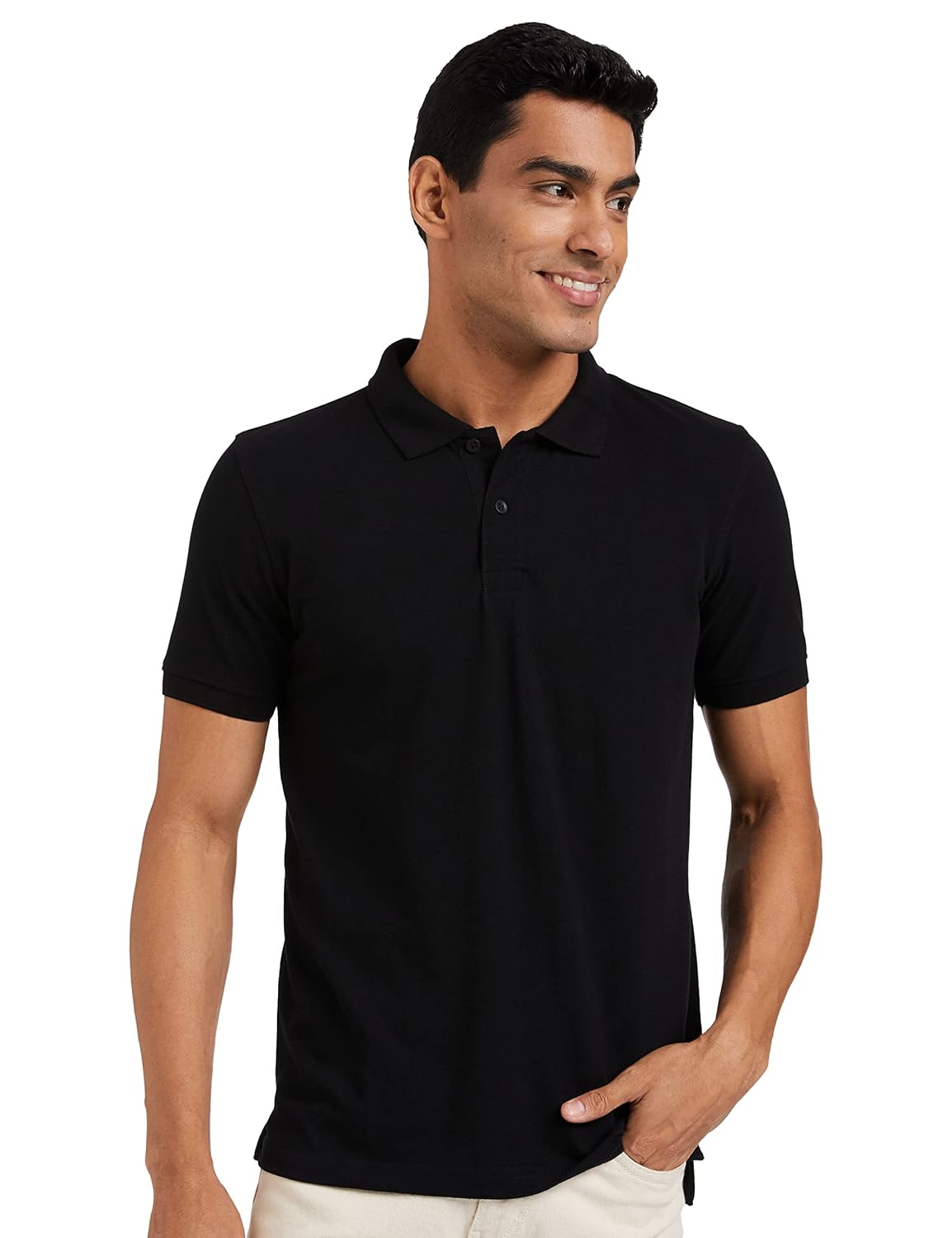 Knite Wolf Men’s Solid Black Polo T-Shirt – Premium Casual Fit