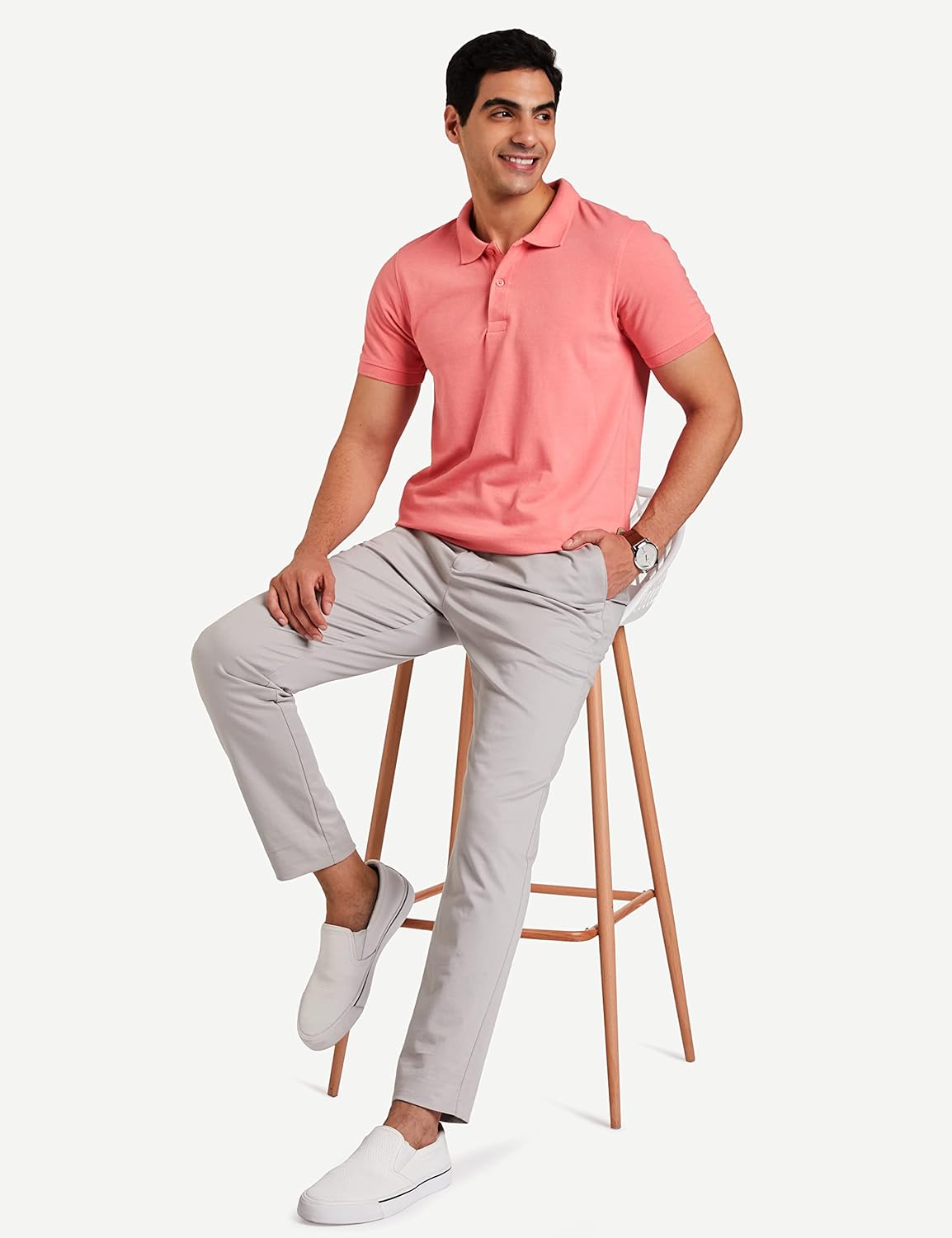 Knite Wolf Men’s Solid Pink Polo T-Shirt – Premium Casual Fit