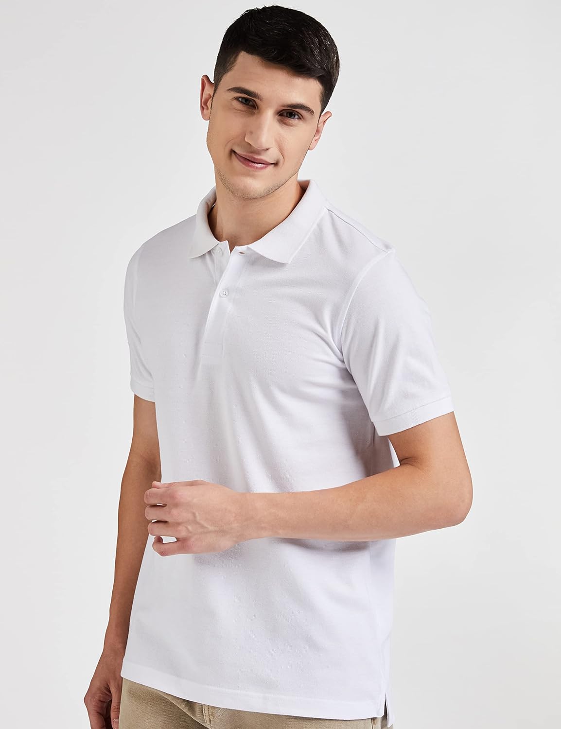 Knite Wolf Men’s Solid White Polo T-Shirt – Premium Casual Fit