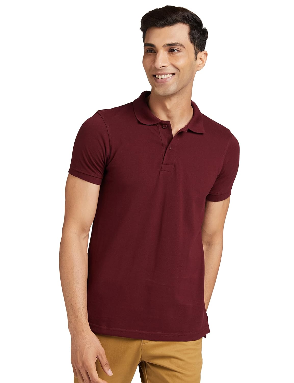 Knite Wolf Men’s Solid Maroon Polo T-Shirt – Premium Casual Fit