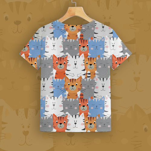 Kids' Printed T-Shirt – Cat Doodle Print
