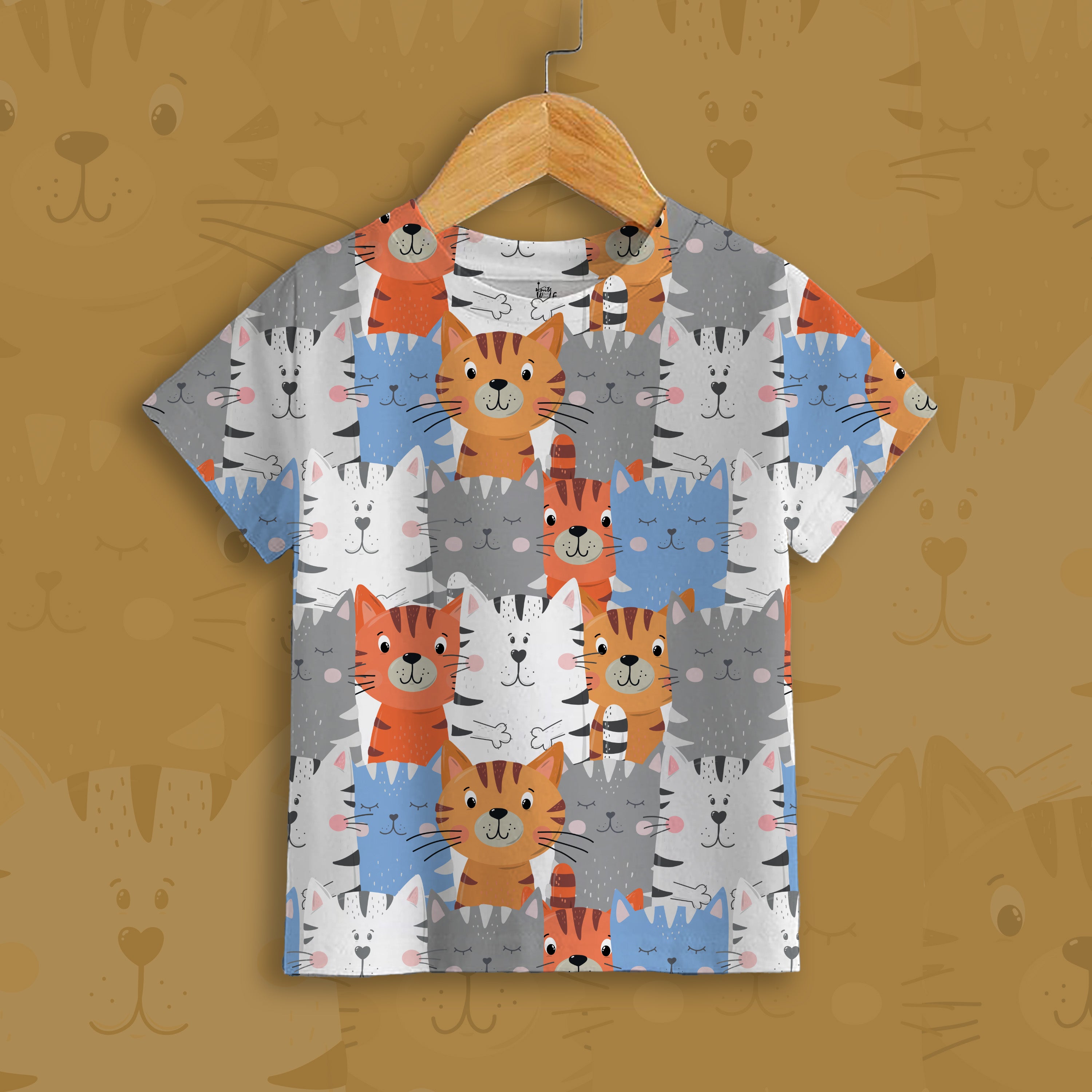 Kids' Printed T-Shirt – Cat Doodle Print