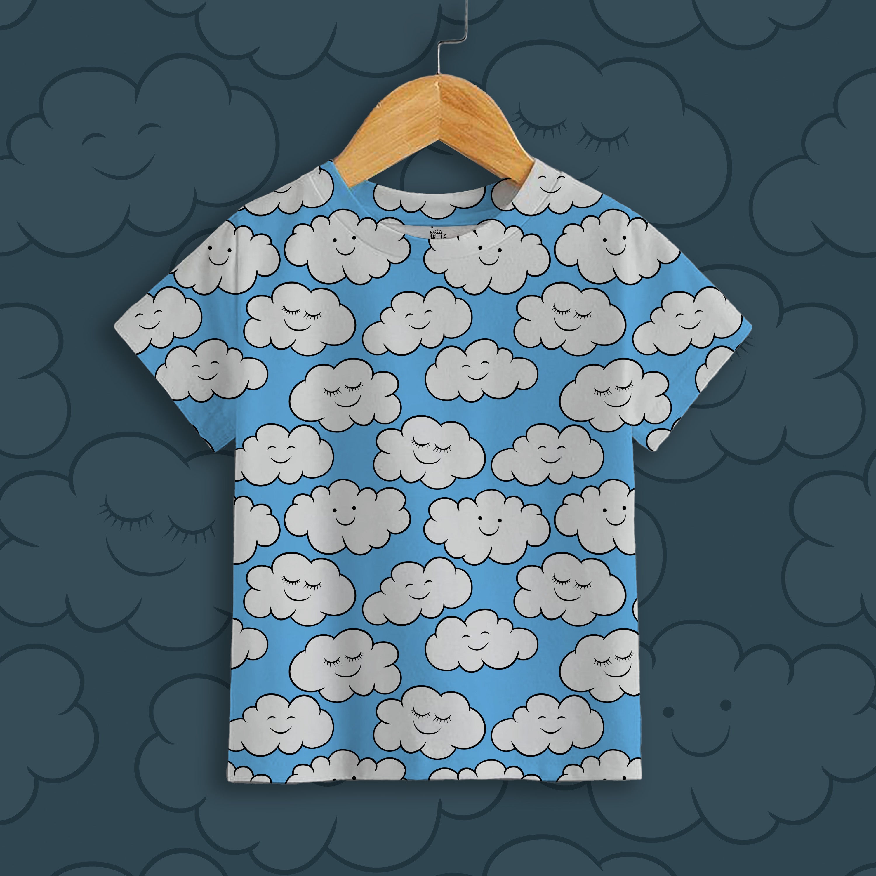 Kids' Printed T-Shirt – Cute Clouds
