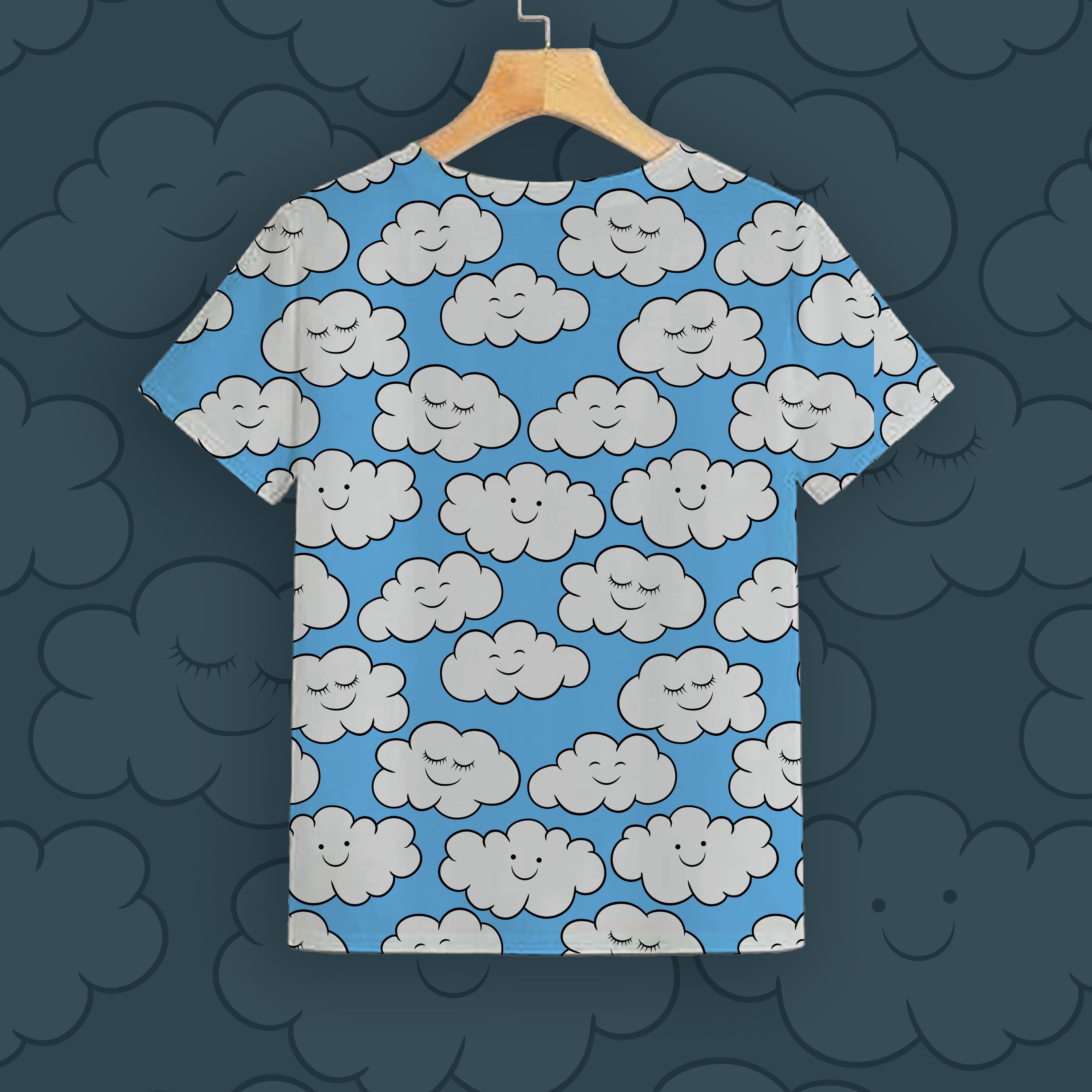 Kids' Printed T-Shirt – Cute Clouds