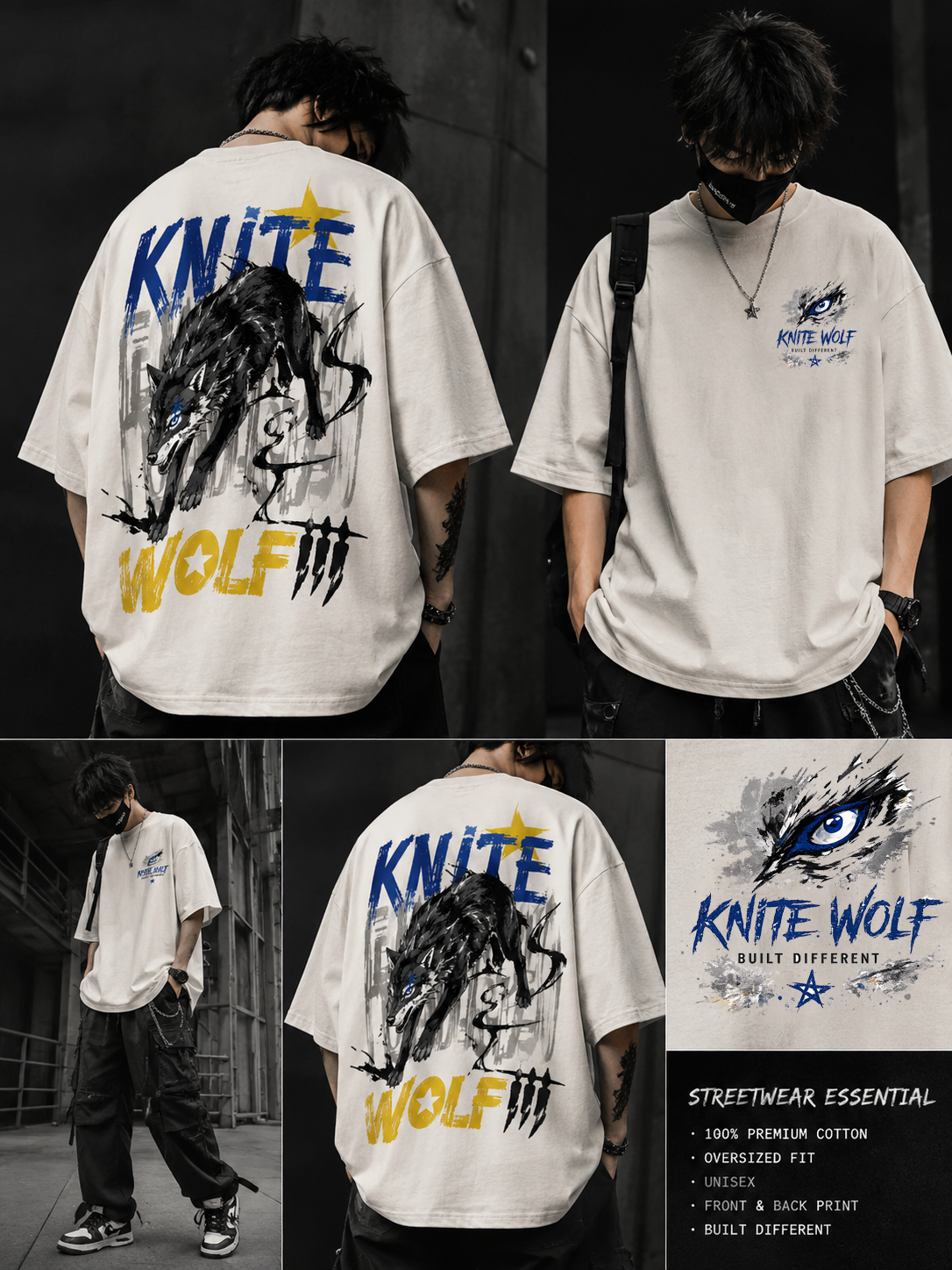 Knite Wolf Oversized Graphic T-Shirt