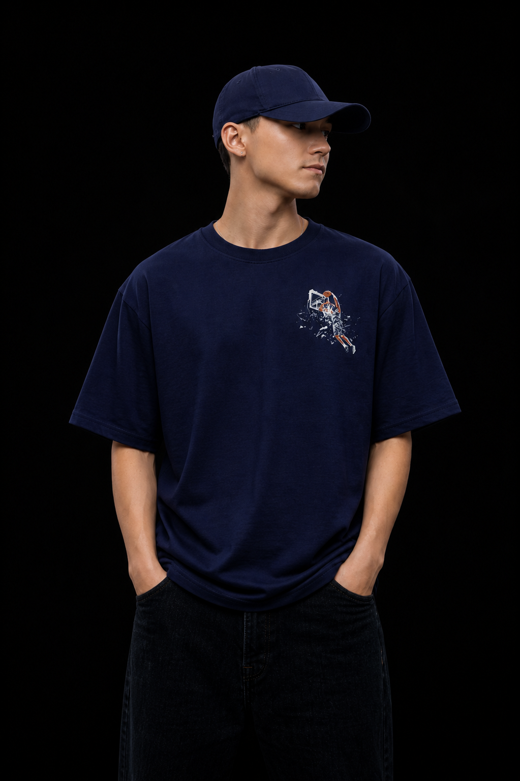 Men's Oversized Graphic T-Shirt Blue