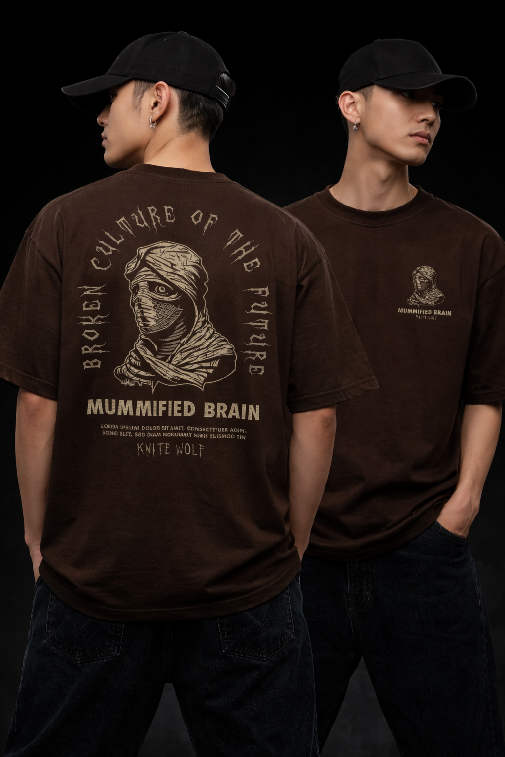 Men's Oversized Graphic T-Shirt Brown