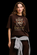 Crazy Meow Women Oversized T-shirt | Knite Wolf