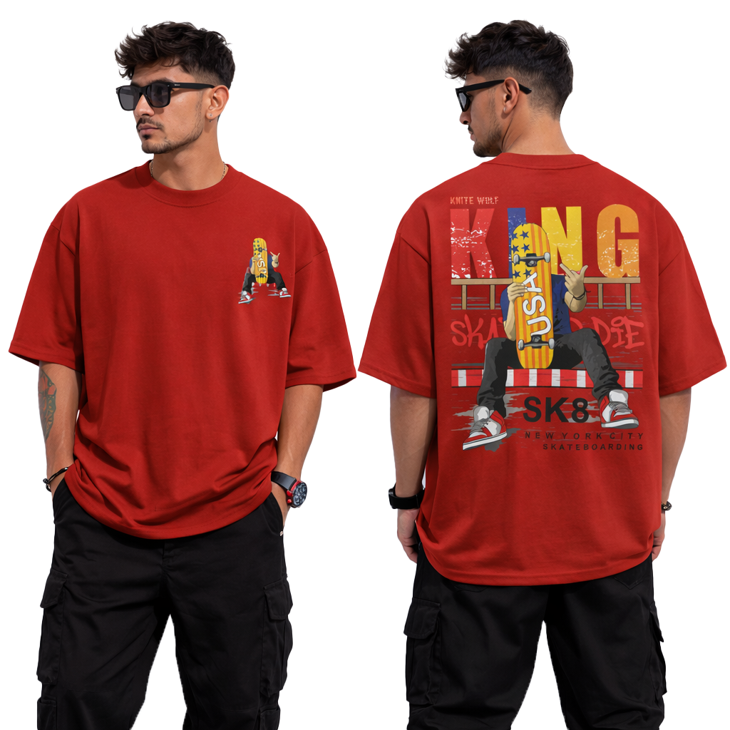 Men's Oversized Graphic T-Shirt Red