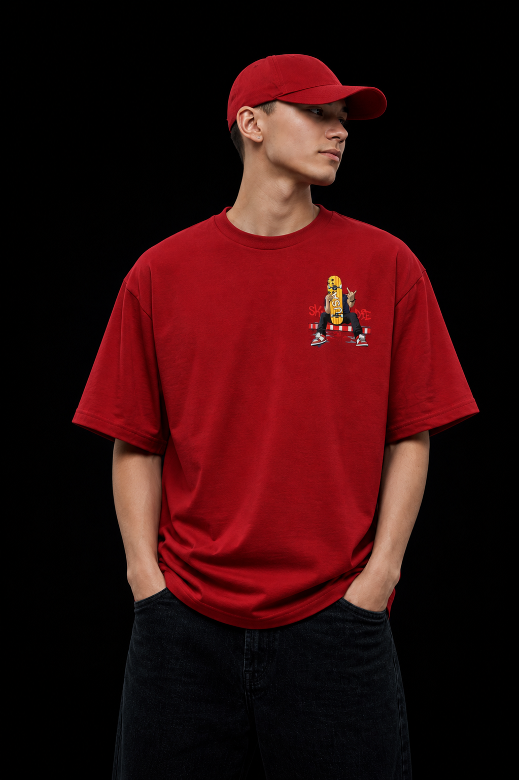 Men's Oversized Graphic T-Shirt Red