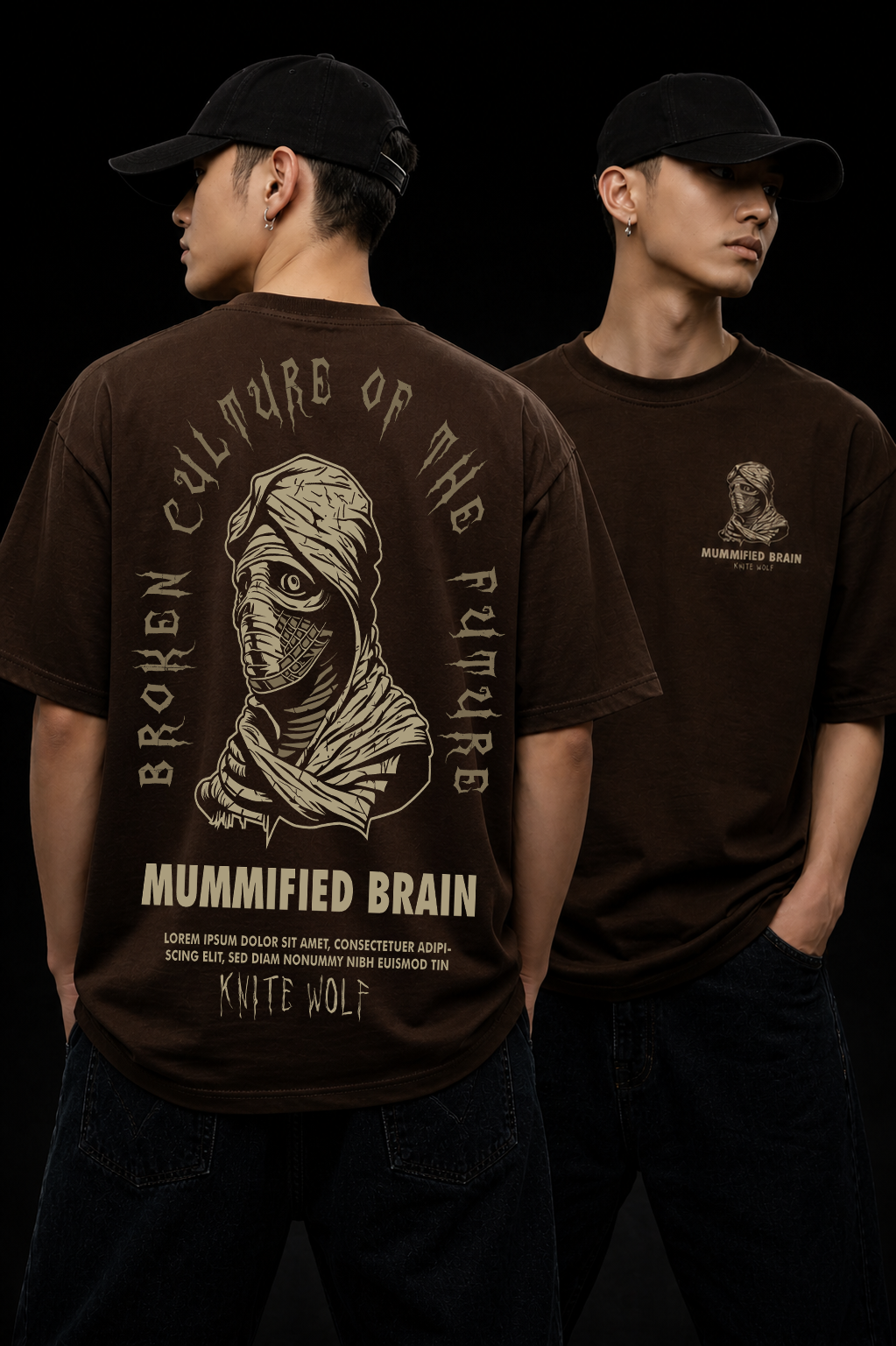 Men's Oversized Graphic T-Shirt Brown