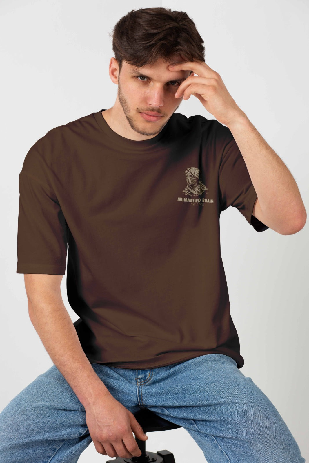 Men's Oversized Graphic T-Shirt Brown