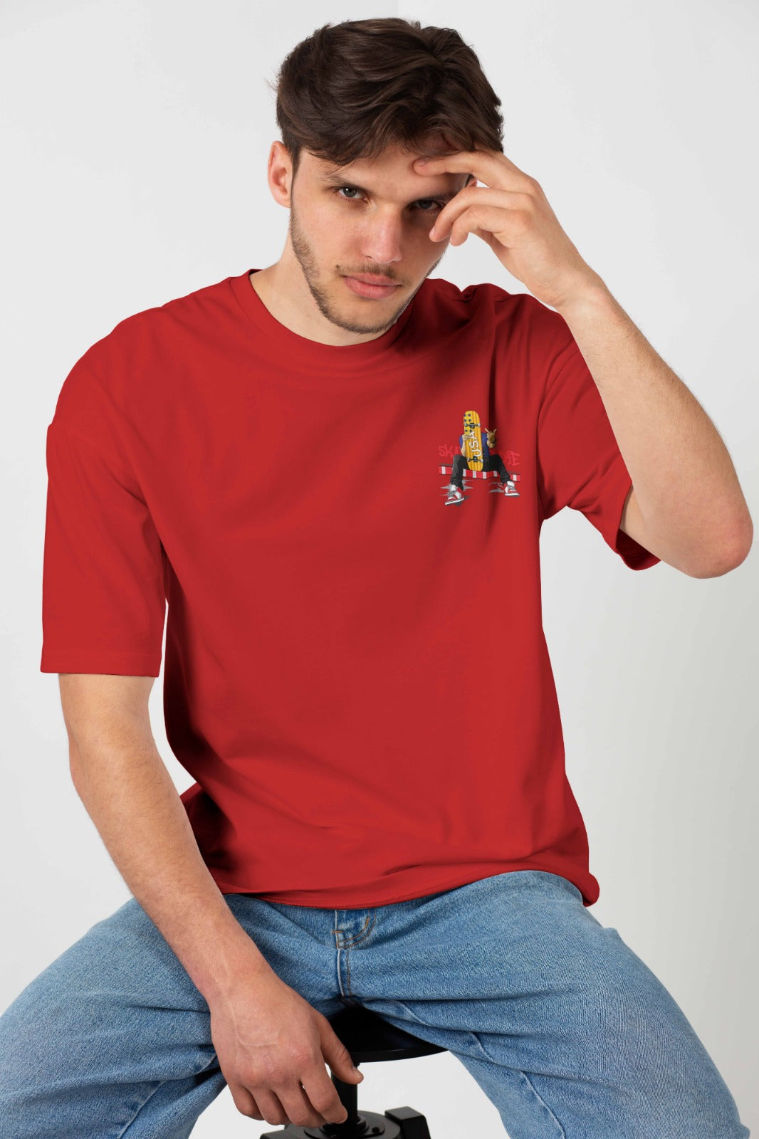 Men's Oversized Graphic T-Shirt Red