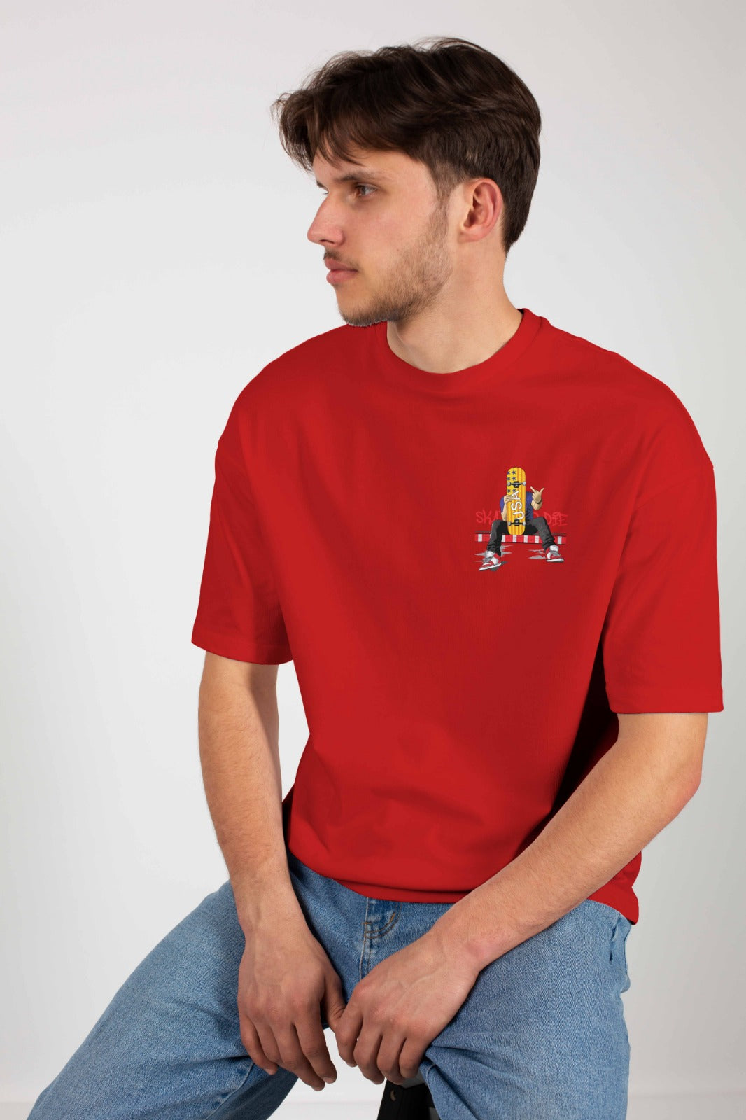 Men's Oversized Graphic T-Shirt Red
