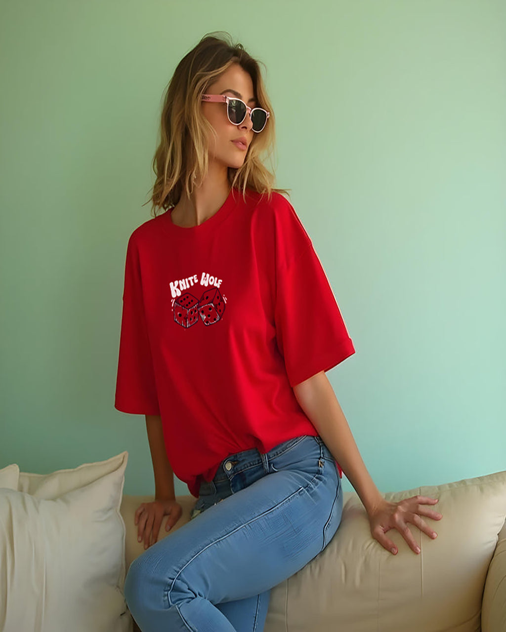 Lucky Dice Women Oversized T-shirt | Knite Wolf