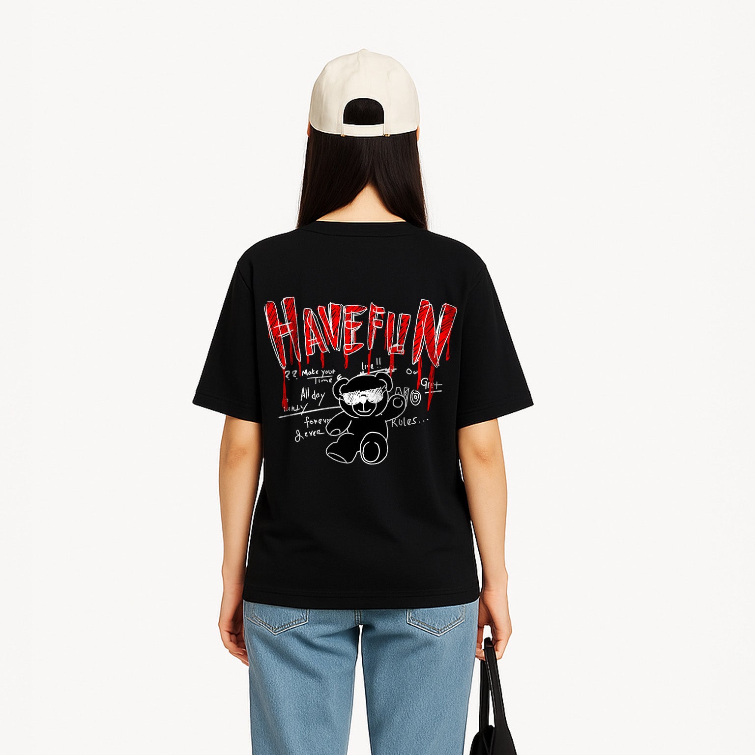 Knite Wolf women Oversize T-shirt Black HAVE FUN print