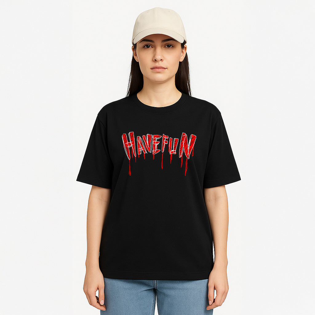 Knite Wolf women Oversize T-shirt Black HAVE FUN print