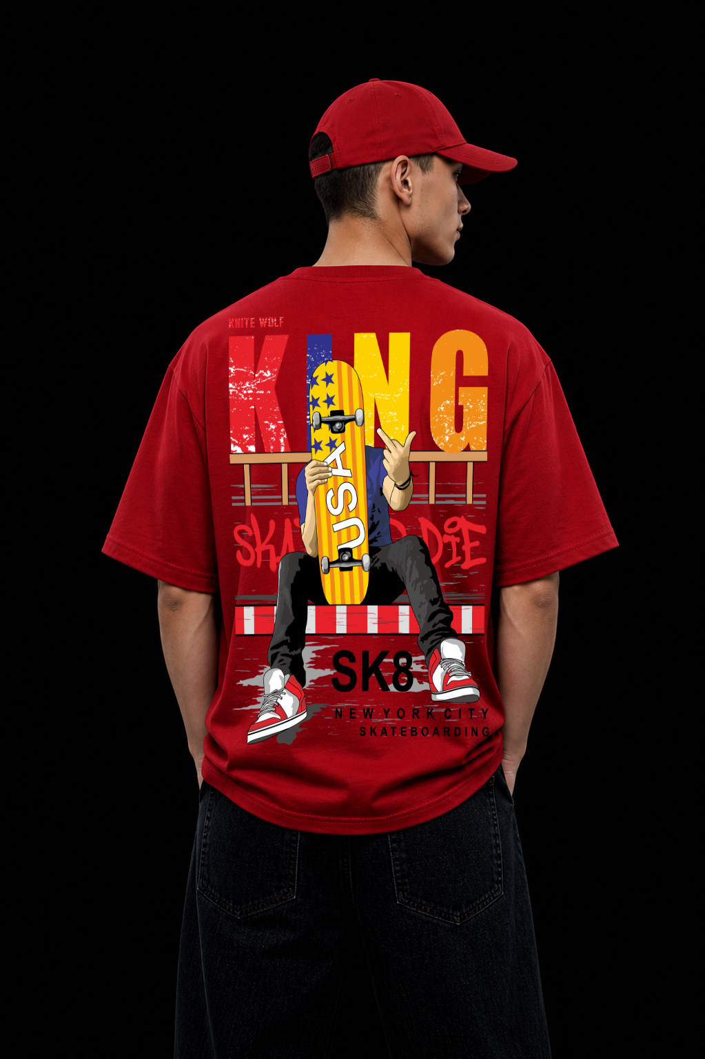 Men's Oversized Graphic T-Shirt Red