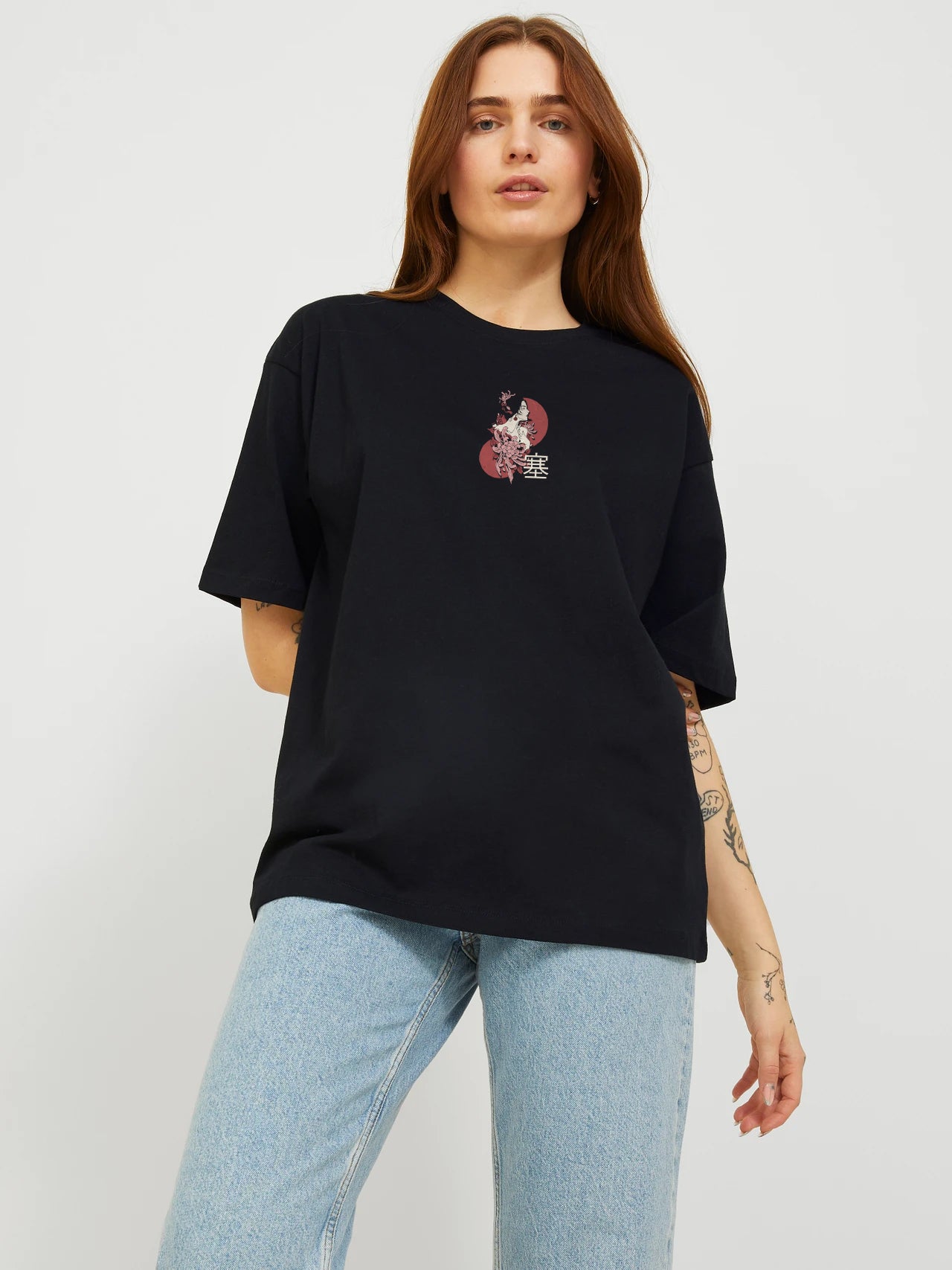 Knite Wolf women Oversize T-shirt Black Abstract Print