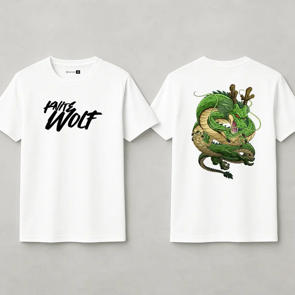 Knite Wolf Men's White Dry-Fit Polyester Printed T-Shirt | Front & Back Graphic | Activewear for Gym, Sports & Casual Use