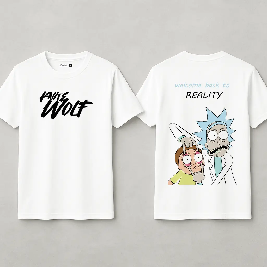 Knite Wolf Men's White Dry-Fit Polyester Printed T-Shirt | Front & Back Graphic | Activewear for Gym, Sports & Casual Use