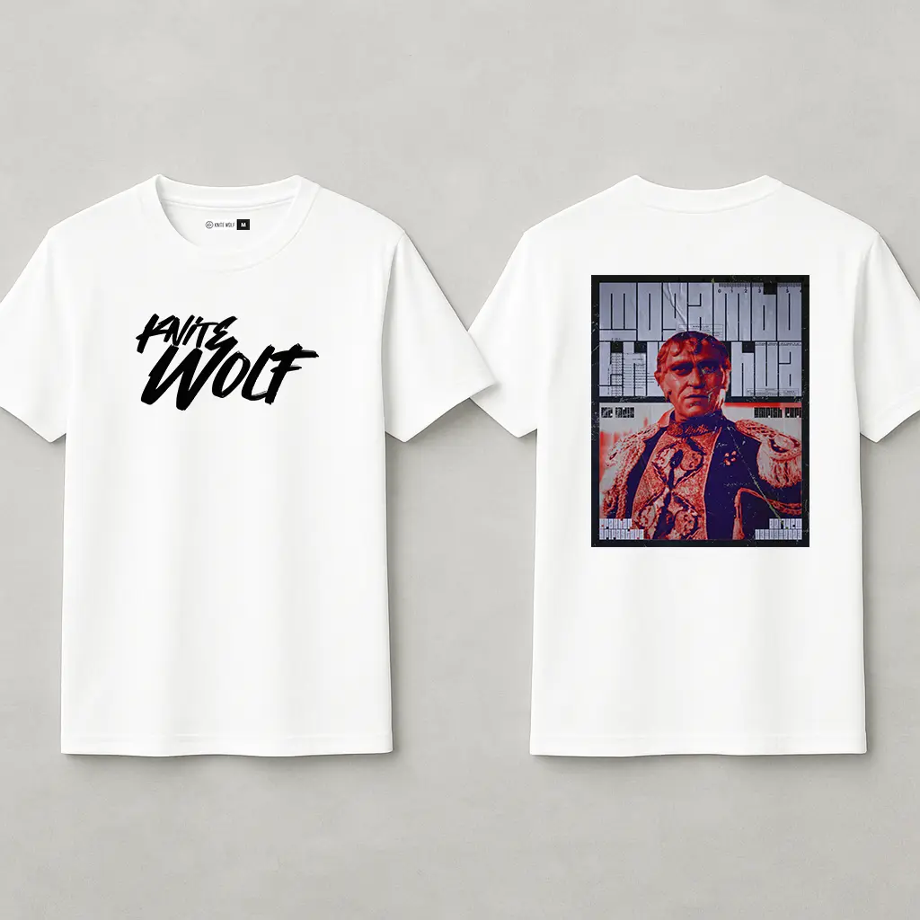 Knite Wolf Men's White Dry-Fit Polyester Printed T-Shirt | Front & Back Graphic | Activewear for Gym, Sports & Casual Use