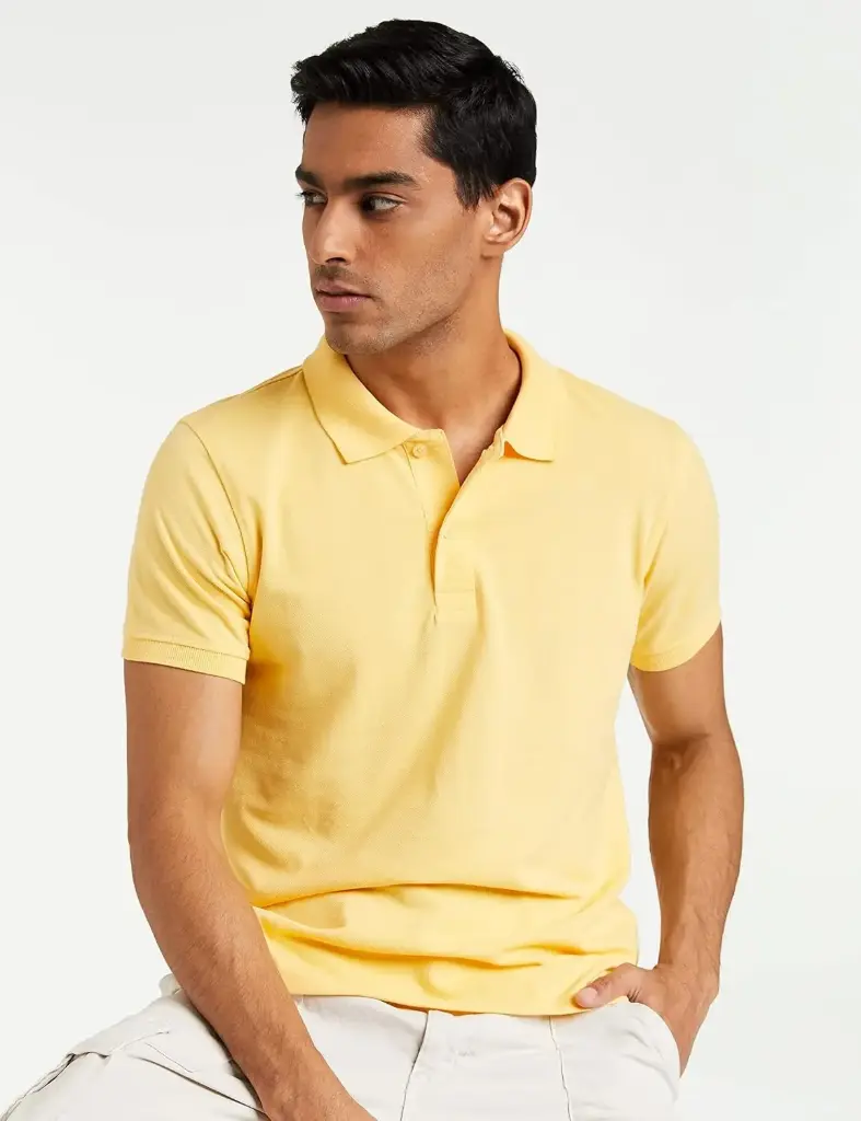 Knite Wolf Men’s Solid Polo T-Shirt Yellow