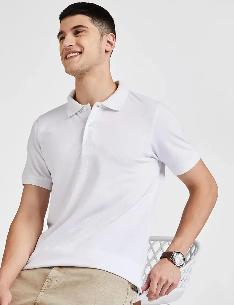 Knite Wolf Men’s Solid Polo T-Shirt White