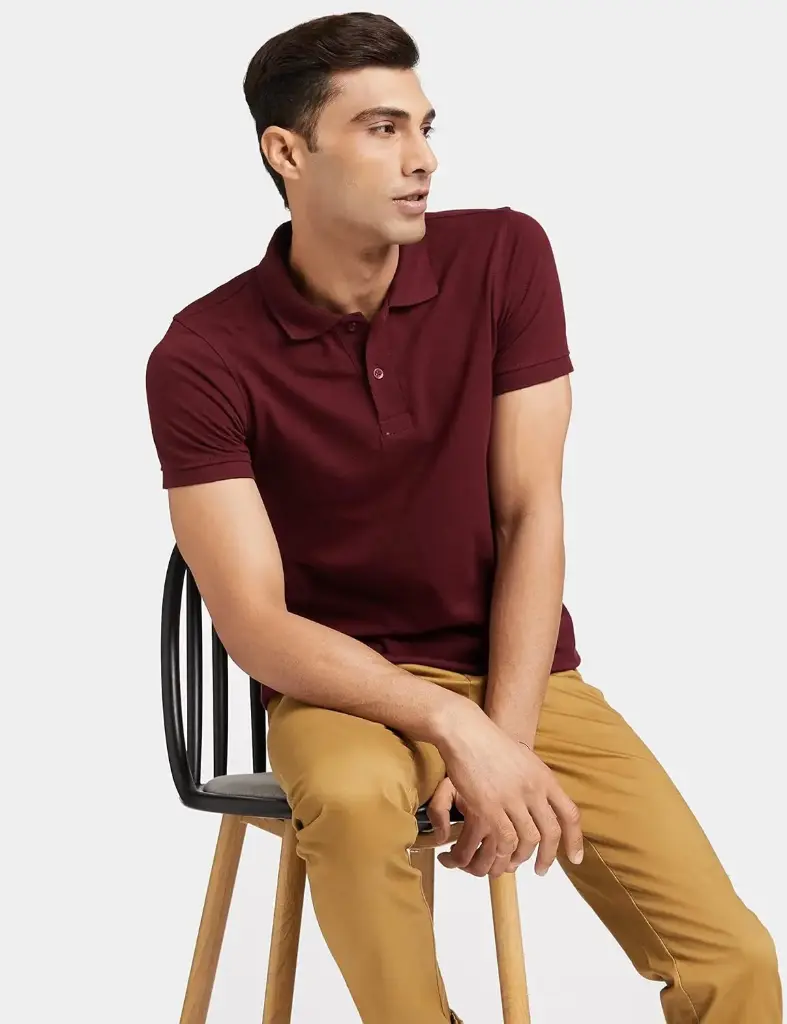 Knite Wolf Men’s Solid Polo T-Shirt Maroon