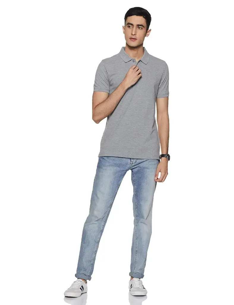 Knite Wolf Men’s Solid Polo T-Shirt Grey