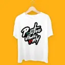 Positive Vibes Men Solid Round Neck T-Shirt 