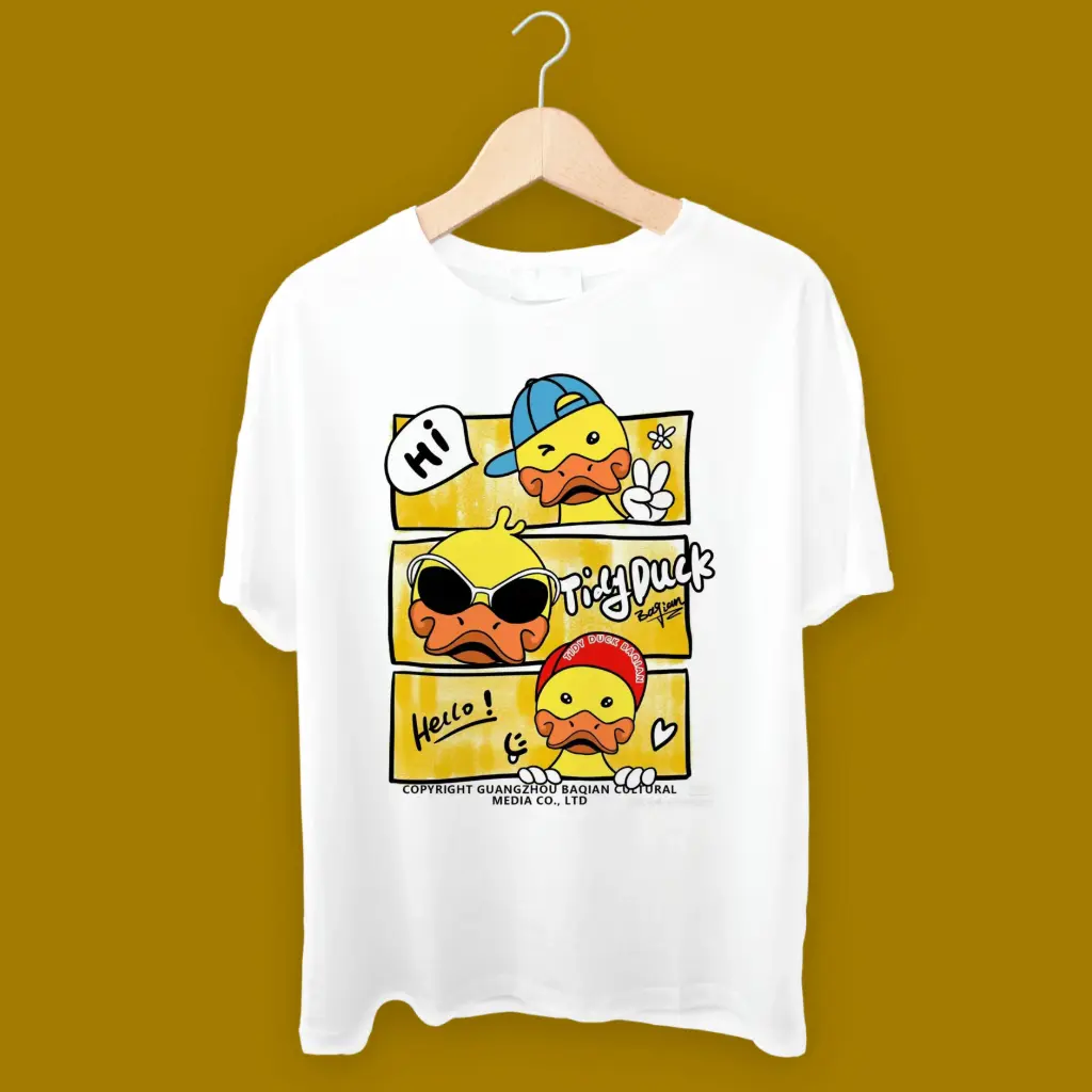 Duck Men Solid Round Neck T-Shirt 