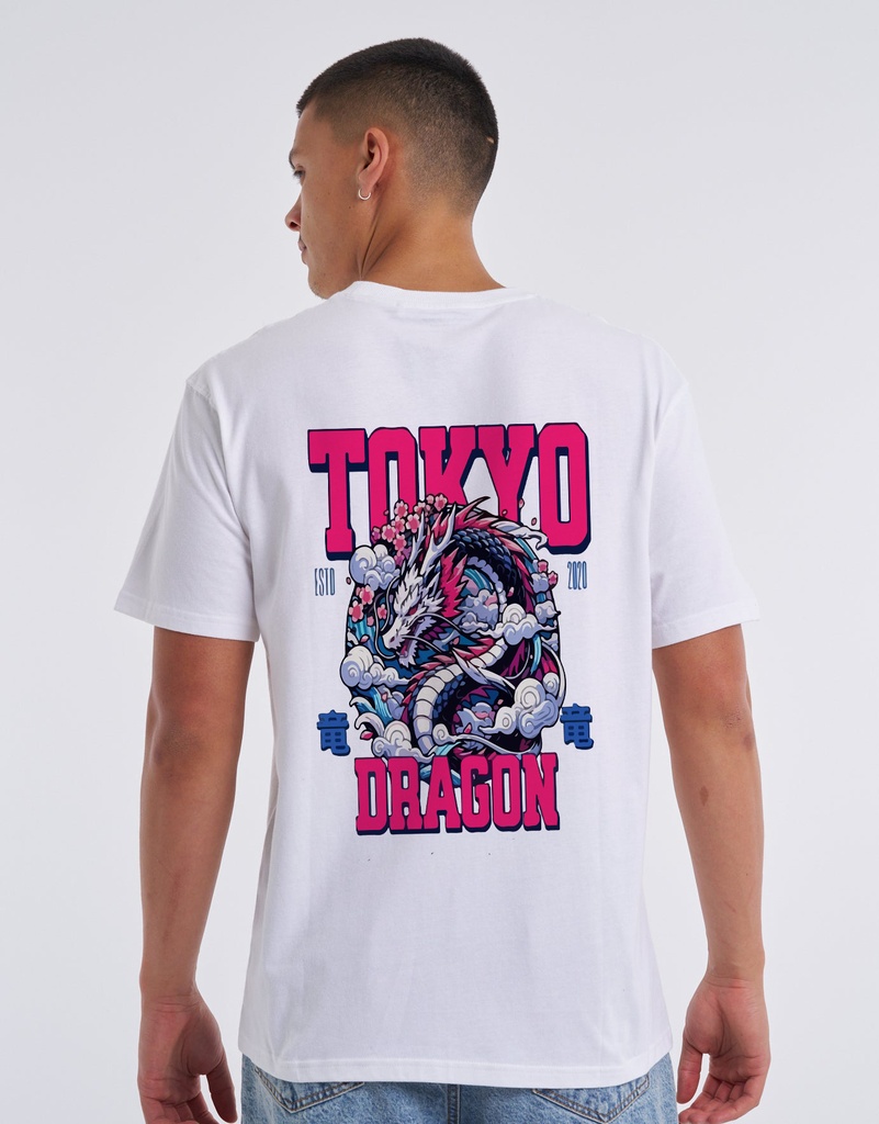 Knite wolf Mens overize premium t-shirt Tokya street print 180 gsm  White