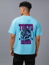 Knite wolf Mens overize premium t-shirt Tokya street print 180 gsm  Blue
