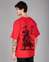 Knite wolf Mens overize premium t-shirt Samurai warrior print 180 gsm  Red