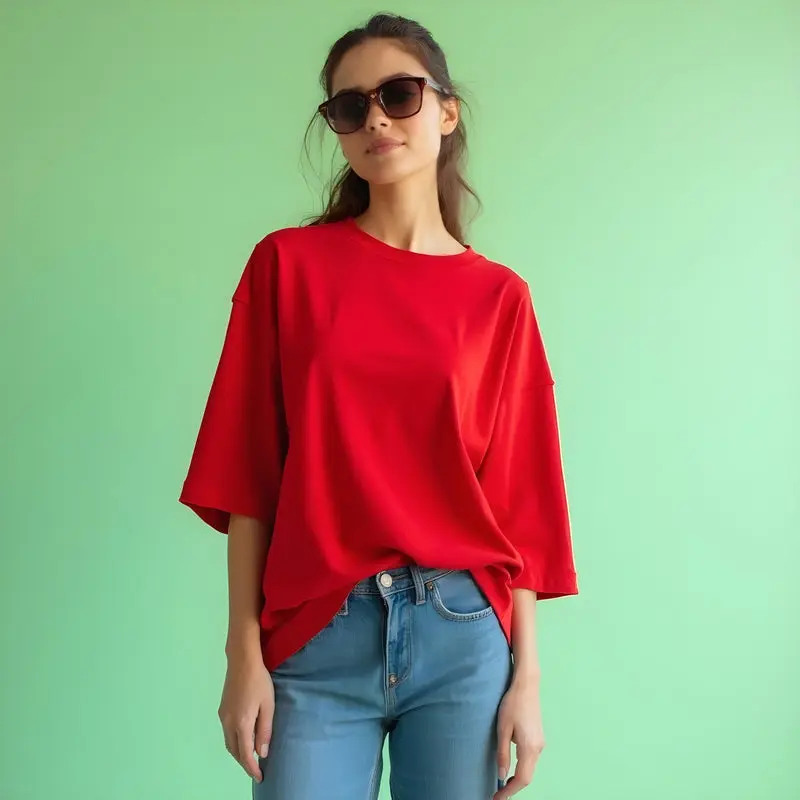 Knite Wolf Oversized Red T-Shirt for Women – Bold & Comfortable