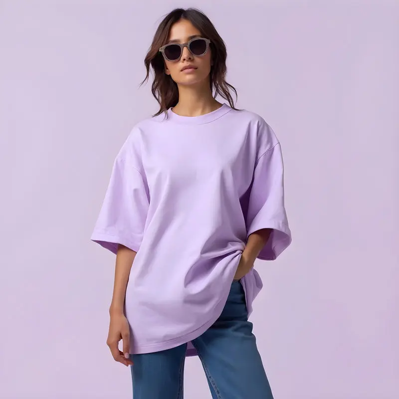 Knite Wolf Oversized Lavender T-Shirt for Women – Soft & Stylish