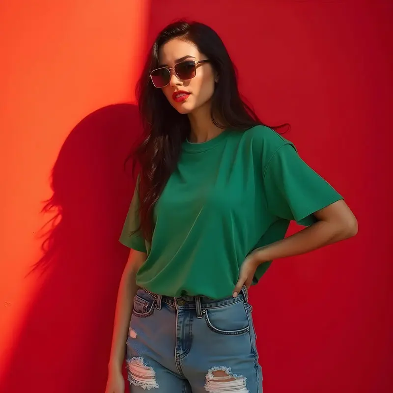 Knite Wolf Oversized Green T-Shirt for Women – Fresh & Trendy