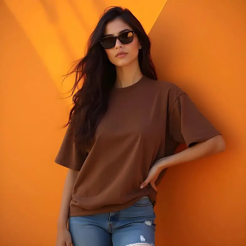 Knite Wolf Oversized Brown T-Shirt for Women – Casual & Comfortable