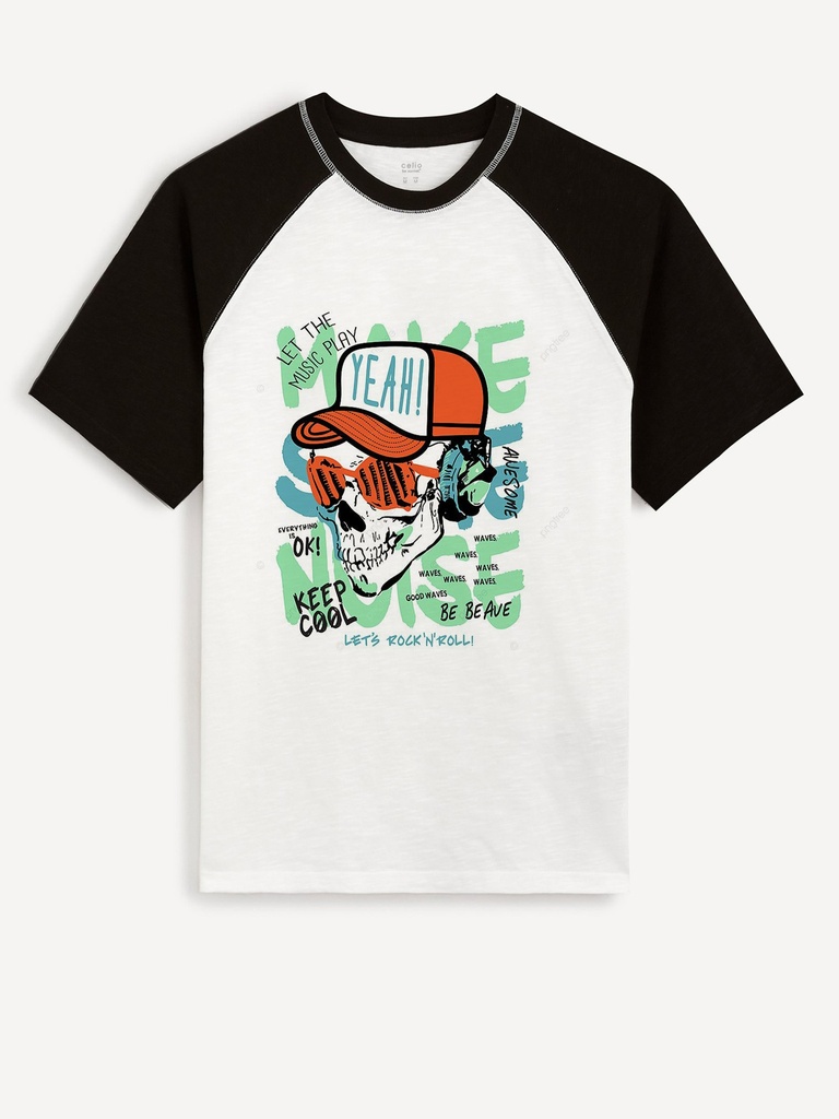 Knite Wolf Mens Printed Round Neck Raglan Half Sleeve