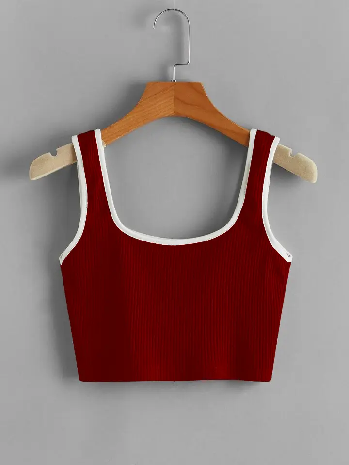Knite wolf Women's crop top Scoop Neck maroon