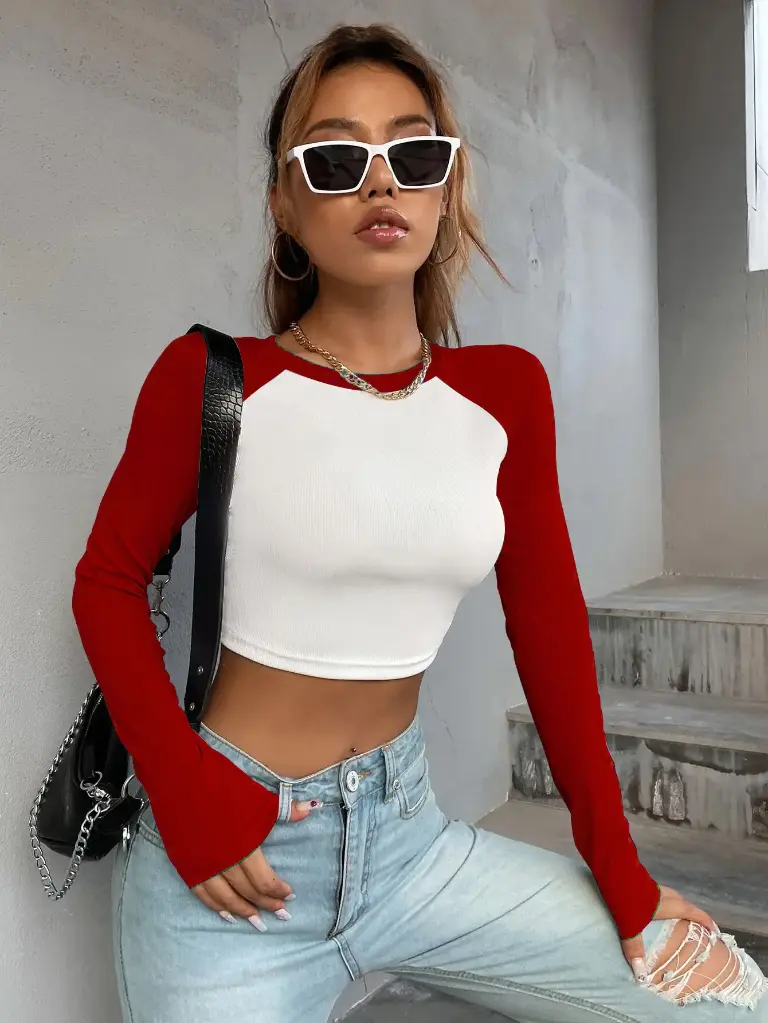 Knite Wolf Women’s Full Sleeve RaglanTop – Premium Knit Fabric, Comfortable & Stylish