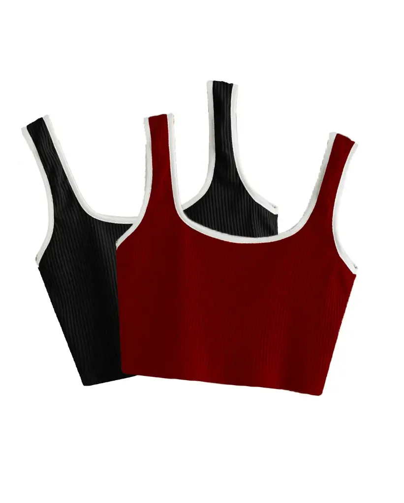 Knite Wolf Premium Women's Crop Top with Contrast Scoop Desgin ( Pack of 2 color)