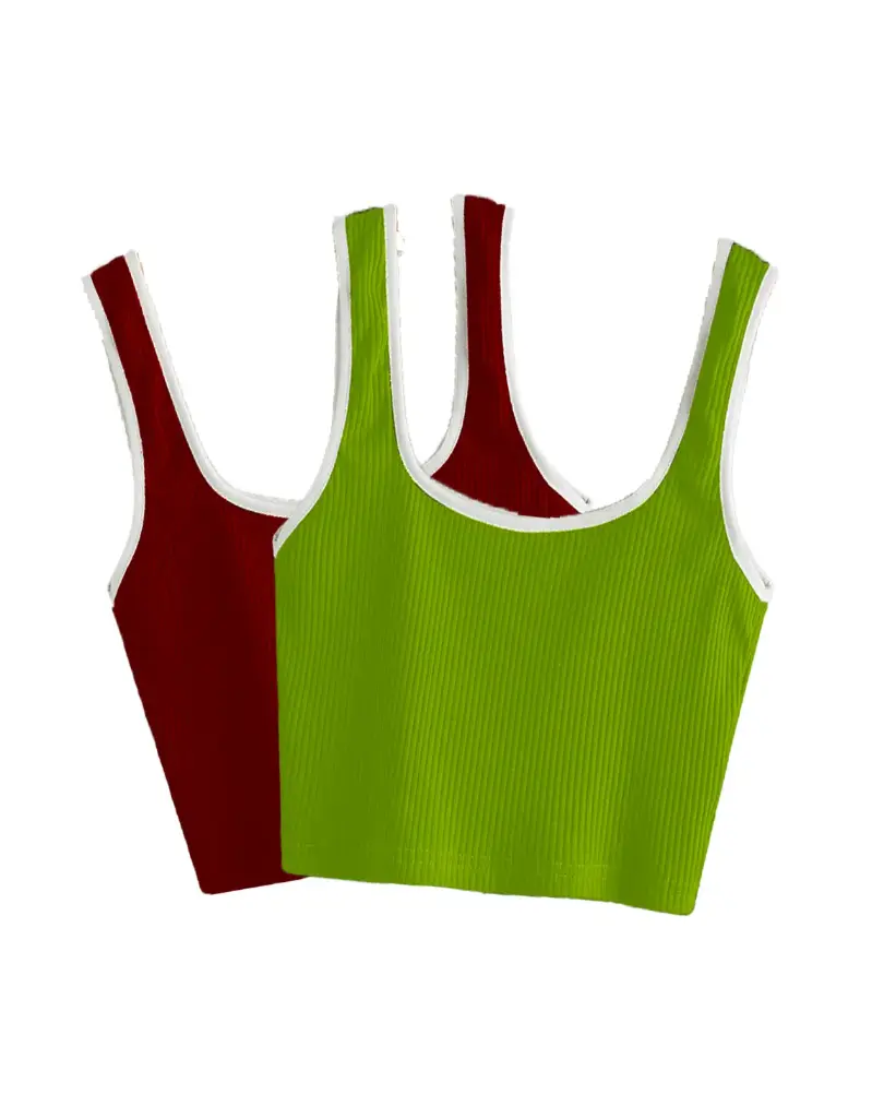 Knite Wolf Premium Women's Crop Top with Contrast Scoop Desgin ( Pack of 2 color)