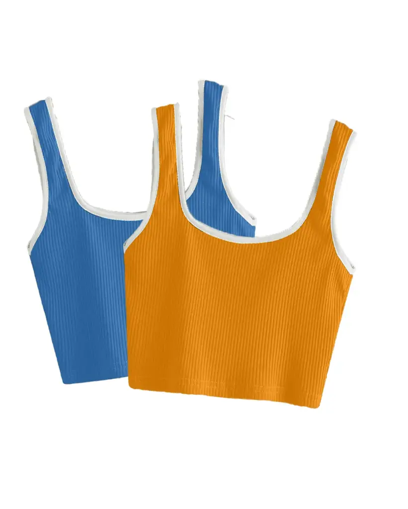 Knite Wolf Premium Women's Crop Top with Contrast Scoop Desgin ( Pack of 2 color)