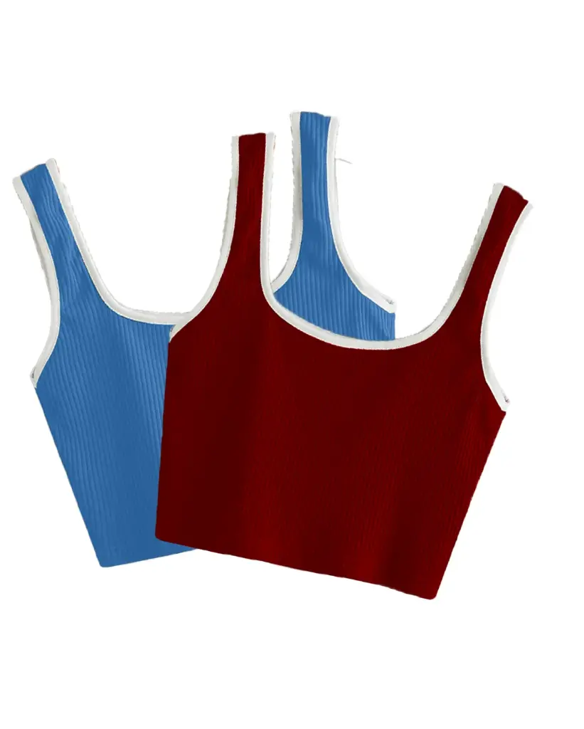 Knite Wolf Premium Women's Crop Top with Contrast Scoop Desgin ( Pack of 2 color)