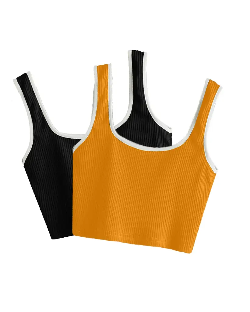 Knite Wolf Premium Women's Crop Top with Contrast Scoop Desgin ( Pack of 2 color)