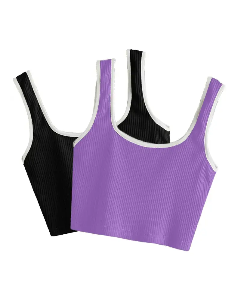 Knite Wolf Premium Women's Crop Top with Contrast Scoop Desgin ( Pack of 2 color)