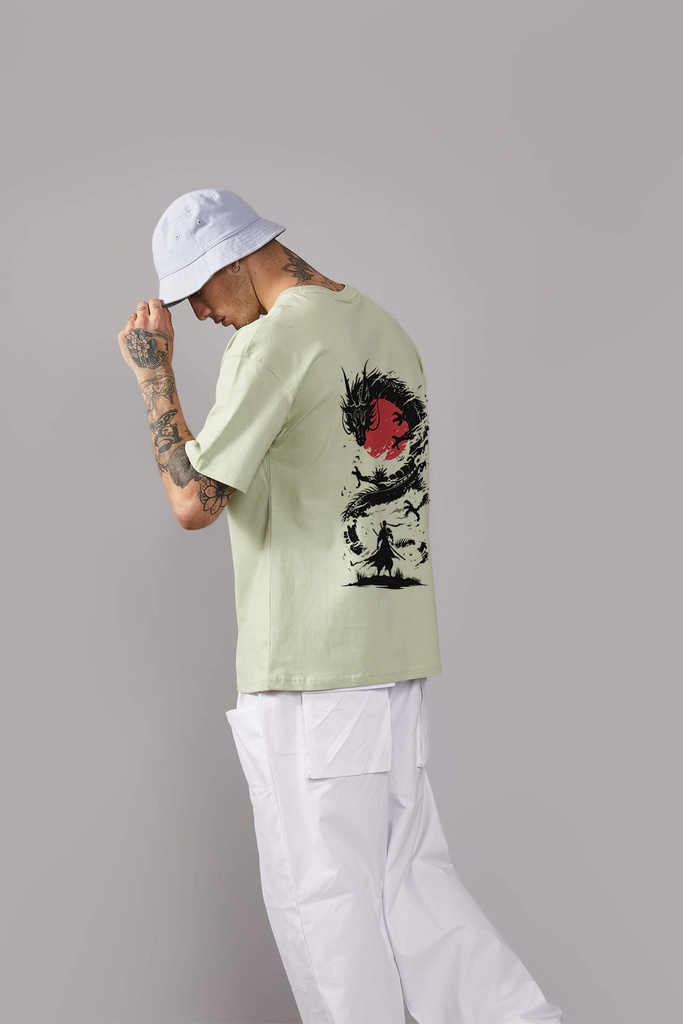 Knite wolf Mens overize premium t-shirt Dragon print 180 gsm Pista